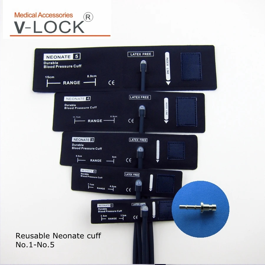 Reusable navy col neonate nibp cuff set with 5size connector LC-47