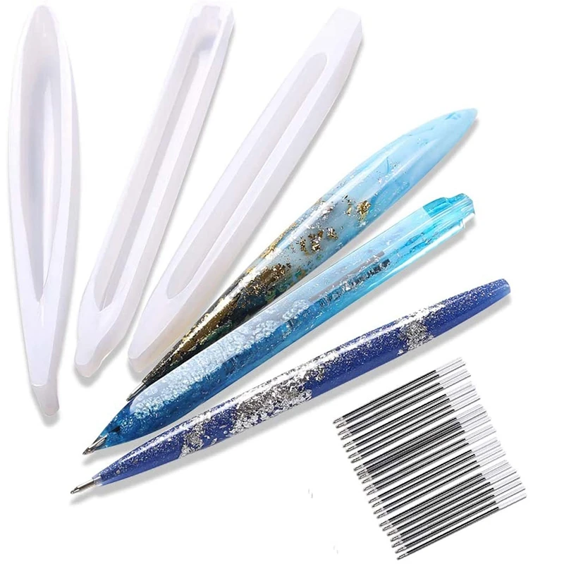 3 Pieces of Silicone Resin Mold Ball Point Pen Mold, Crystal Epoxy Mold, Used for DIY Handicraft Decoration