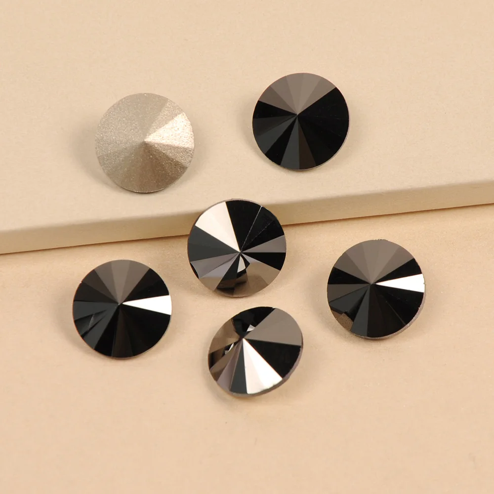 YANRUO 1122 Jet Hematite Rivoli Shape  Glass Strass K9 Fancy Rhinestones Pouplar Crystal Stone for Nail Art Decoration