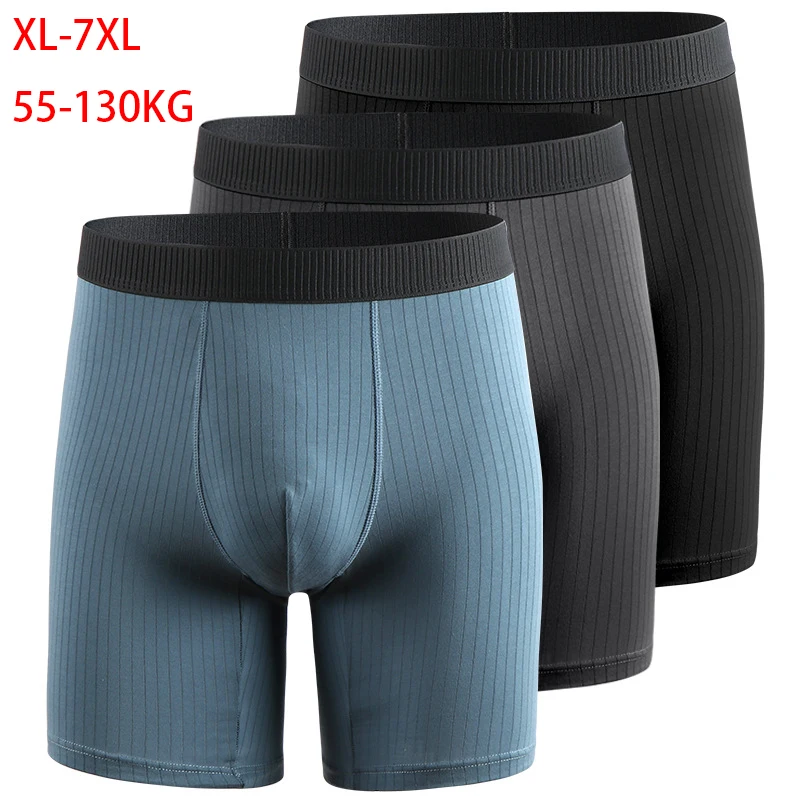 Plus Size Long Boxer Shorts Man Underwear Lengthen Boxers Top Quality Cotton Soft Panties Comfortable Breathable Long Leg Boxers