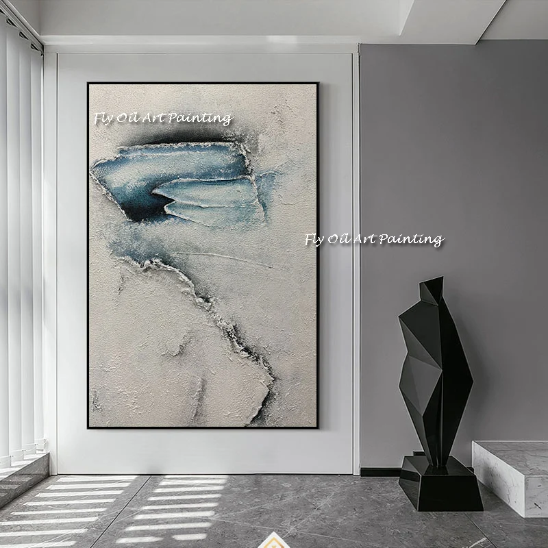 abstract grey blue lake Hand painted Modern Abstract canvas Oil Paintings large size picture Living Room home Decoration