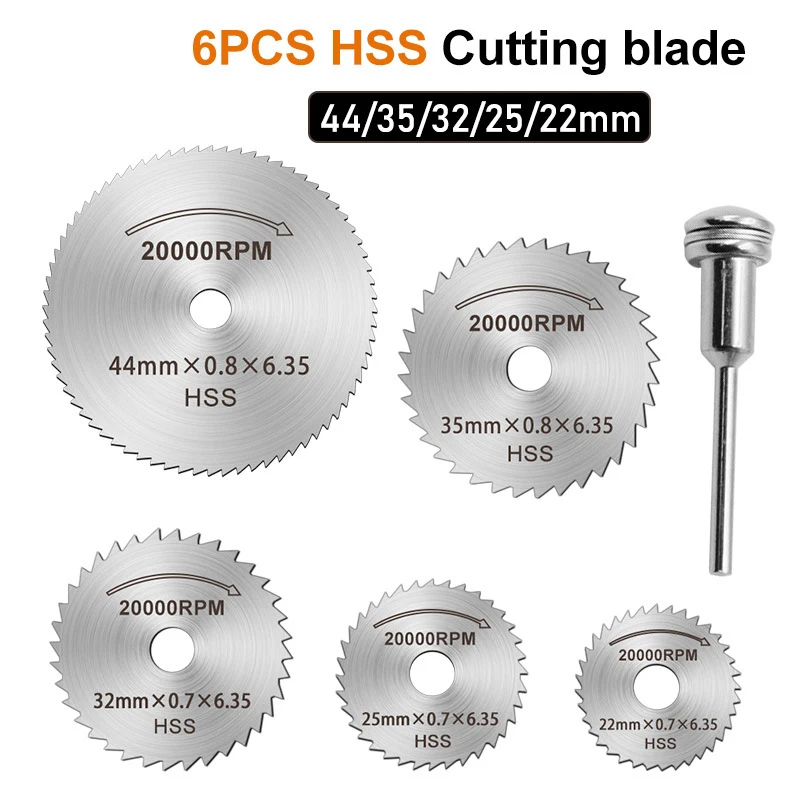 6pcs Mini Circular Saw Blade Set High Speed Steel Cutting Disc 1/8\