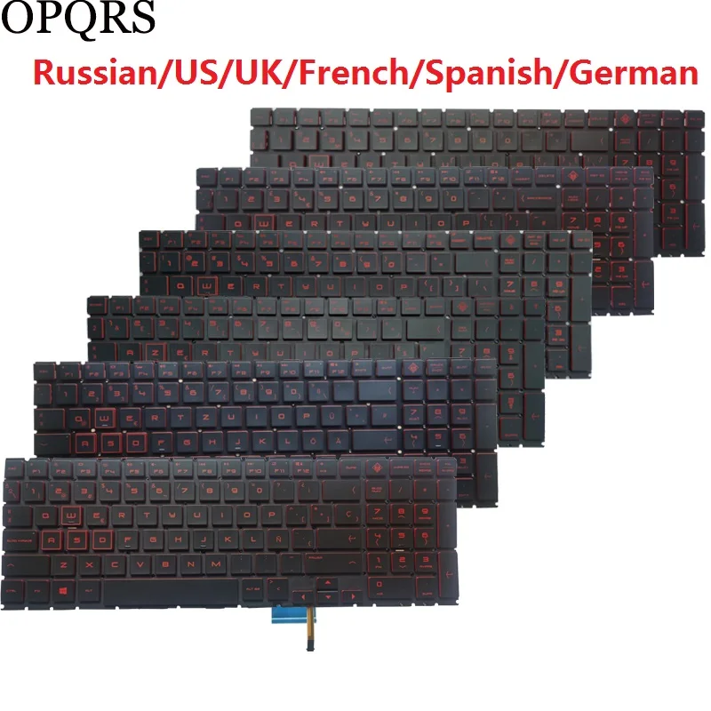 

Russian RU/US/UK/French FR/German GR/Spanish SP laptop keyboard for HP 15-DH 15-DC DC0003la DC005TX TPN-C144 Q211 C143 backlight