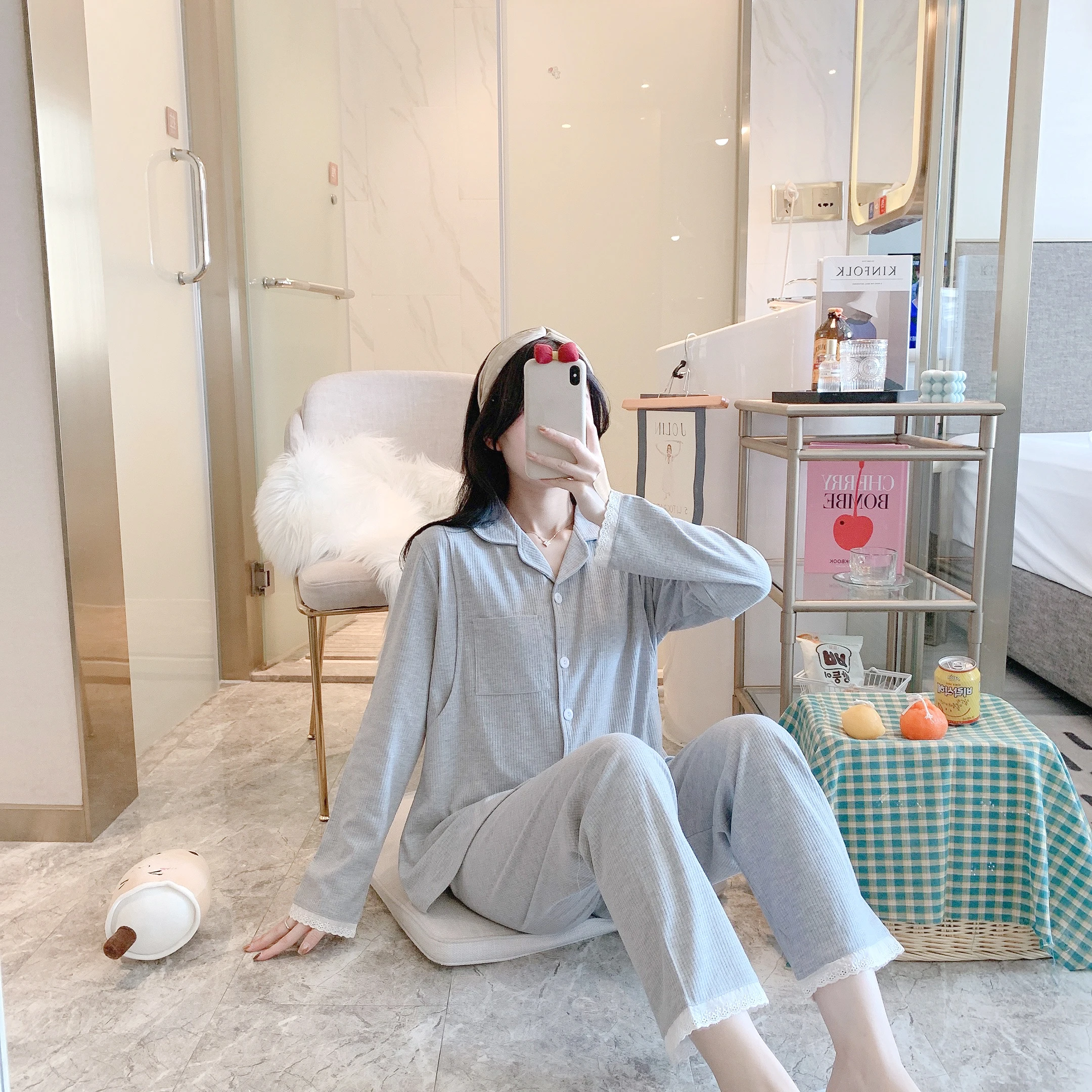 Autumn Long Sleeve Cotton Maternity Nursing Sleepwear Sets Breastfeeding Pajamas Suits Clothes for Pregnant Women Pregnancy Home