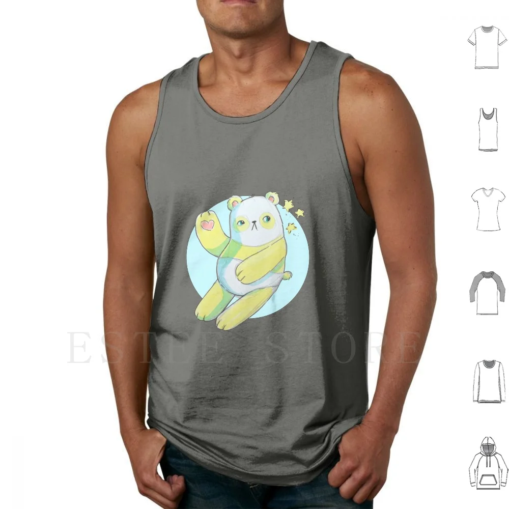 Yellow Star Sleepy Panda Pandabear Bear Magical Kawaii Cute Teddy Tank Tops Vest Cotton Kawaii Kawaii Panda Panda Panda Bear