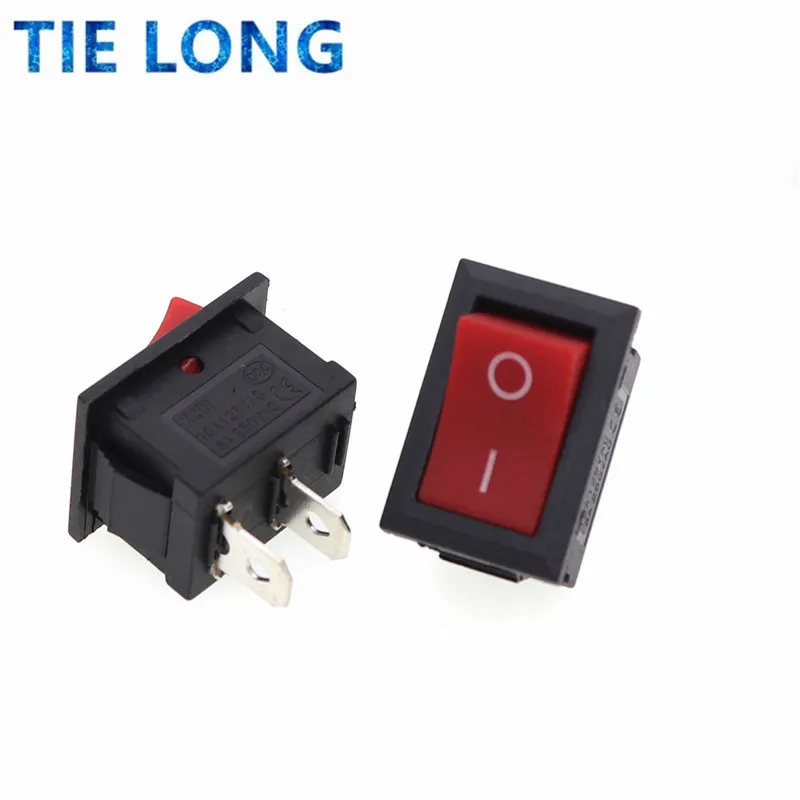 10Pcs Drukknop 10X15Mm Spst 2Pin 3pin 3A 250V KCD11 Snap-In Op off Boat Rocker Switch 10Mm * 15Mm Zwart Rood Wit