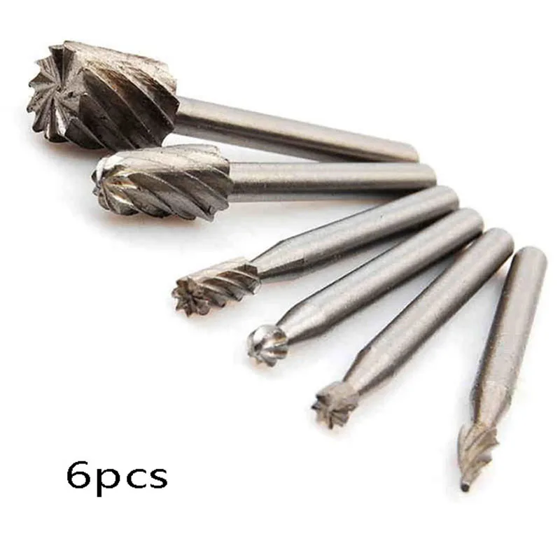 6Pcs HSS Routing Router Drill Bits Set Milling Cutter Rotary Burr Tool CNC Engraving Abrasive Tools Wood Metal Milling Cutter