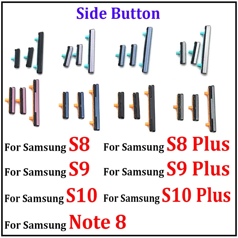 New SIde Volume Button Power ON / OFF Buttton Key Set For Samsung Note 8 S8 S9 S10 Plus Replacement Parts