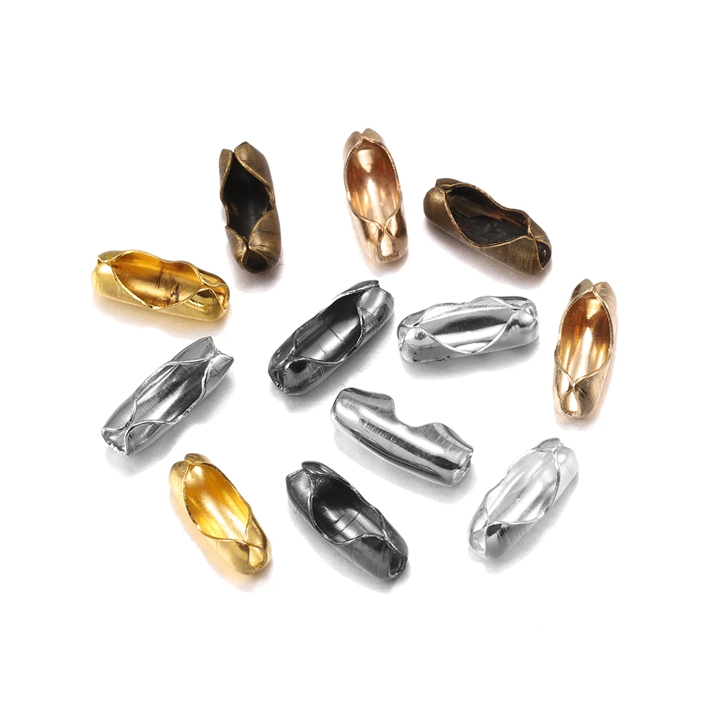 200 sztuk/partia średnica 1.5/2/2.4/3.2mm łączniki łańcuszka kulkowego zatrzaski złącza dla majsterkowiczów komponenty do wyrobu biżuterii Making Supplie
