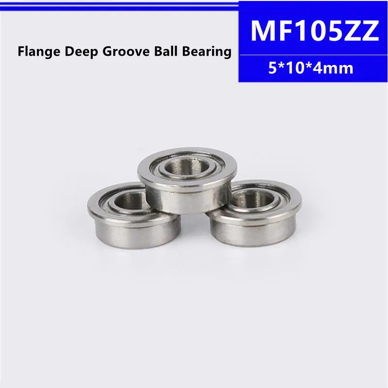 

50/100/500pcs MF105ZZ 5*10*4mm LF1050ZZ flange deep groove ball bearing 5x10x4mm MF105Z Flanged bearing