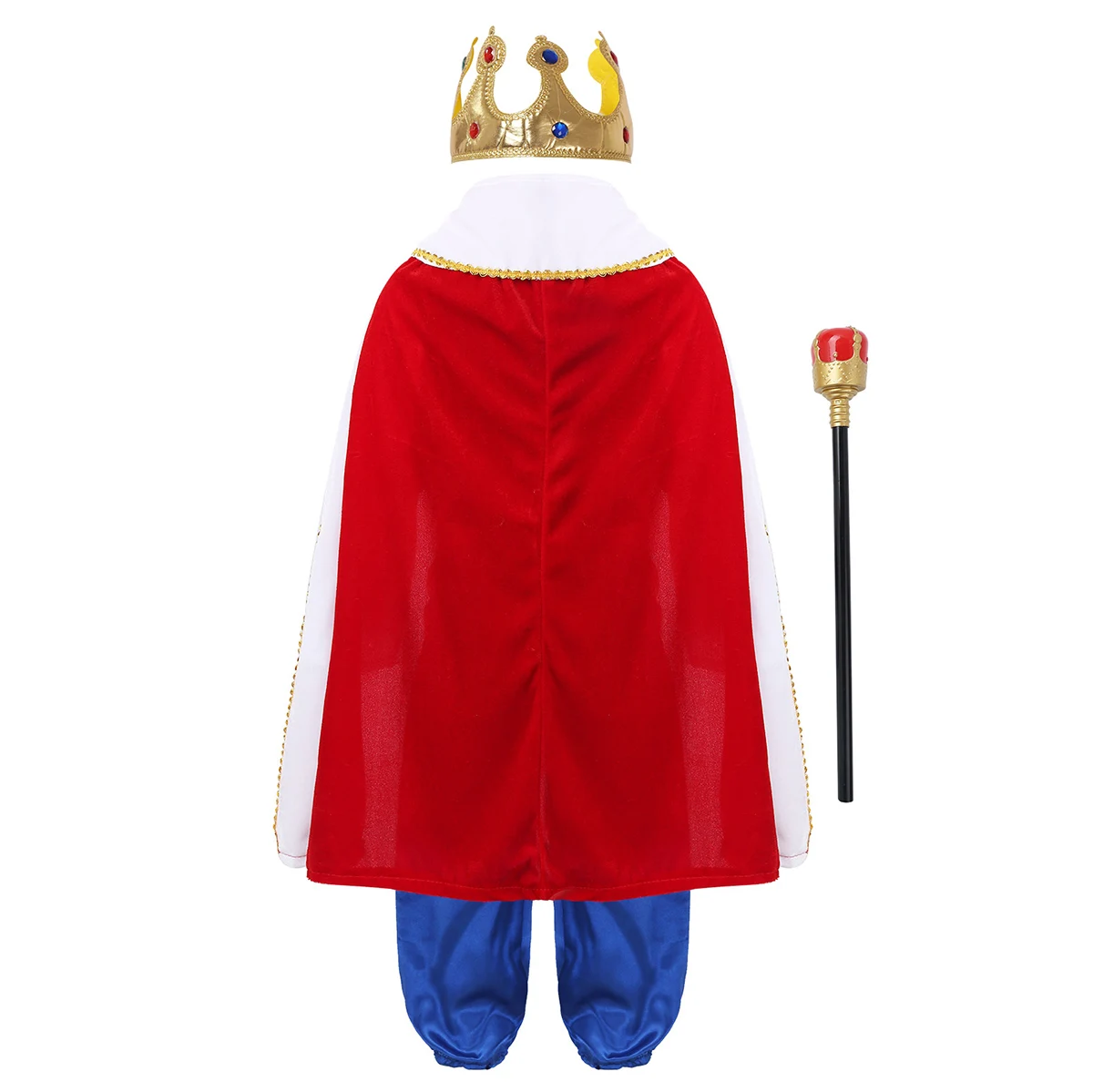 Kids Boys Halloween King Prince Cosplay Costume Vintage Medieval Cloak Crown Scepter Set Carnival Theme Party Roleplay Outfits