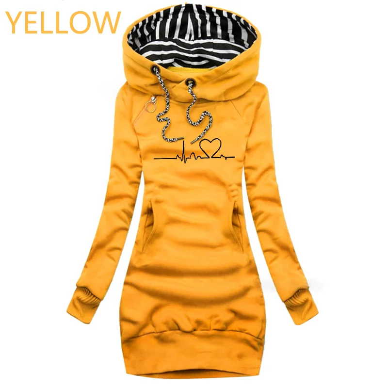 Autumn and Winter Women Dresses Fashion Long Sleeve Hoodie Dress Casual Hooded Dresses for Women Pullover Dress