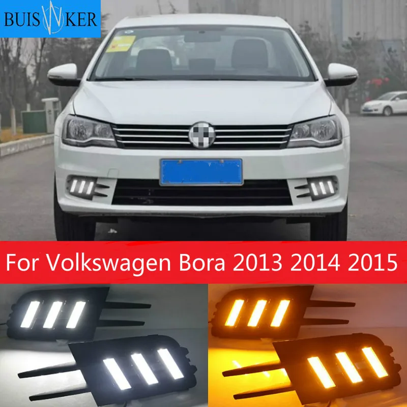 

LED DRL LED Daytime Running Light replace Fog Lamp Cover for Volkswagen Bora 2013 2014 2015 12V Day Lights