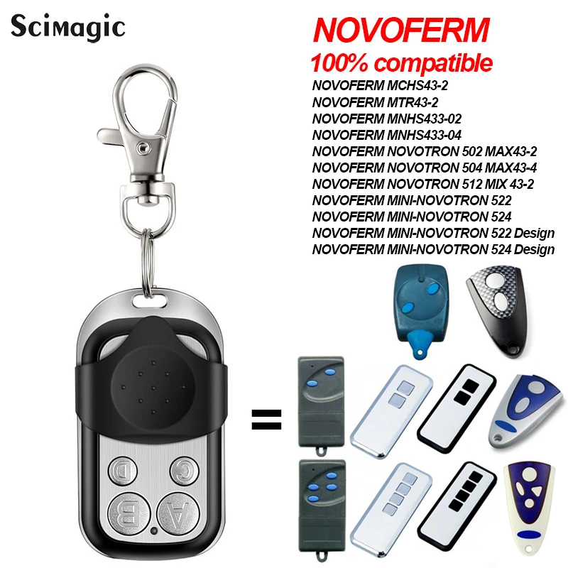 NOVOFERM NOVOTRON 502 MAX43-2 504 MAX43-4 512 522 524 Garage Door Remote Control 433.92MHz Rolling Code Gate Opener Transmitter