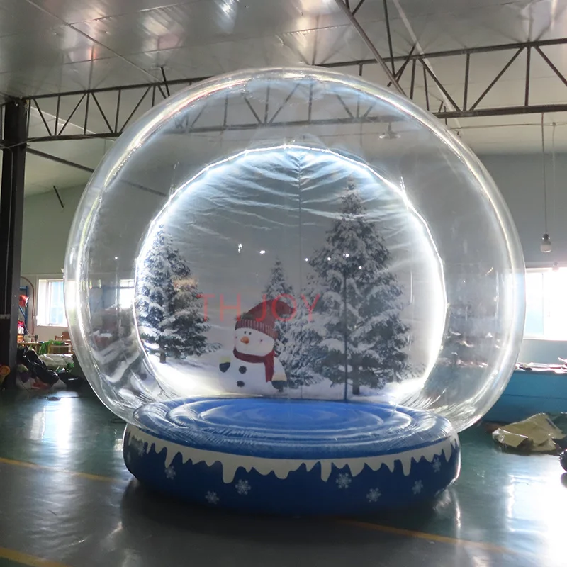 fast air ship to door,4m 13ft  giant inflatable Christmas snow globe with light, clear snow dome tent photo booth for Christmas