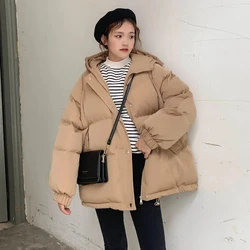 2023 Novas Mulheres Jaqueta Curta Parkas Inverno Grosso Com Capuz Algodão Acolchoado Casacos Casacos Feminino Solto Puffer Parkas Oversize Outwear