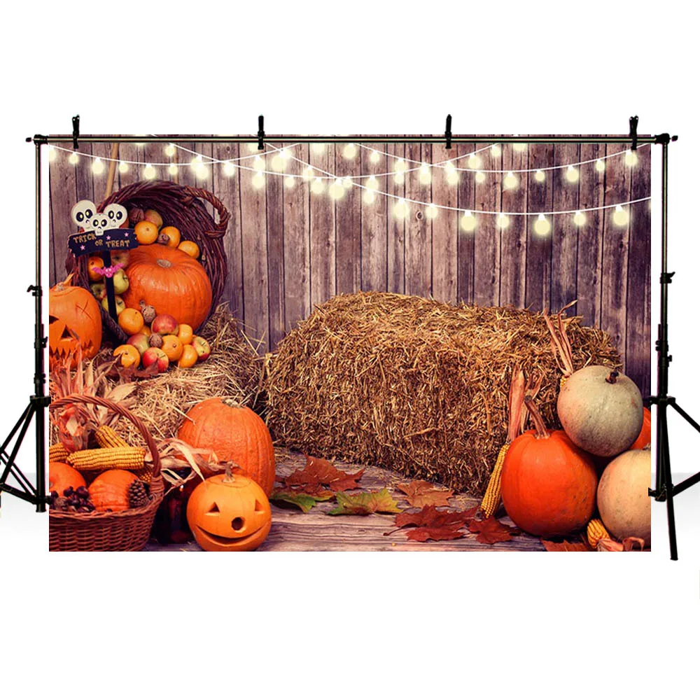 Avezano Halloween Backdrop Party Decor Pumpkin Cabin Haystack Spider Web Bat Baby Birthday Portrait Photography Background Props