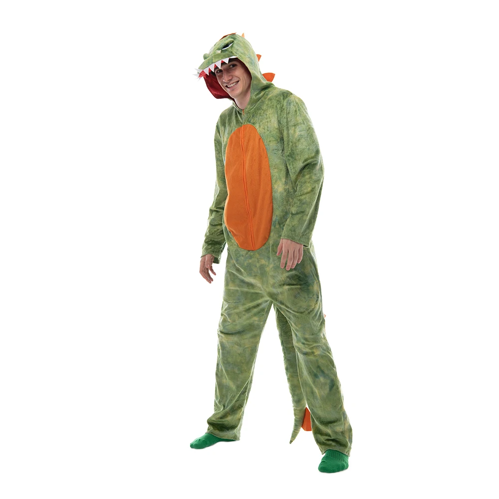 Halloween Adult Dinosaur Costume Men Animal Hooded Pajamas Funny Stegosaurus Cosplay Outfit Carnival Party Purim Dress Up