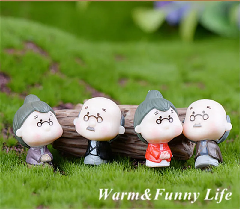 2 Pcs/Set Grandma Grandpa Lover Mini Figure Model Craft Bonsai Decor Miniature Home Ornament Gift Fairy Garden DIY Accessory