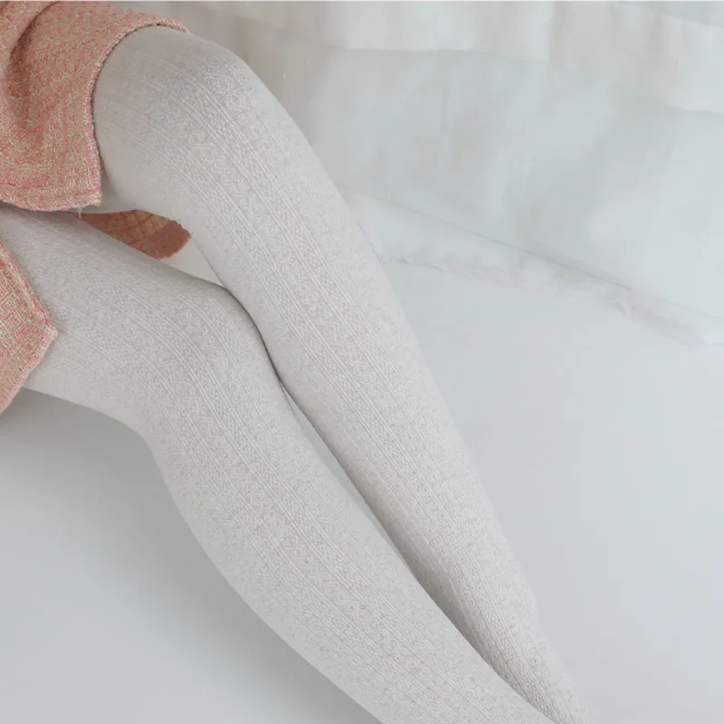 Japanese Style Winter New Knitted Twist Tights Women Oatmeal Cotton Striped Girls Tights Autumn Warm Women Pantyhose Stockings