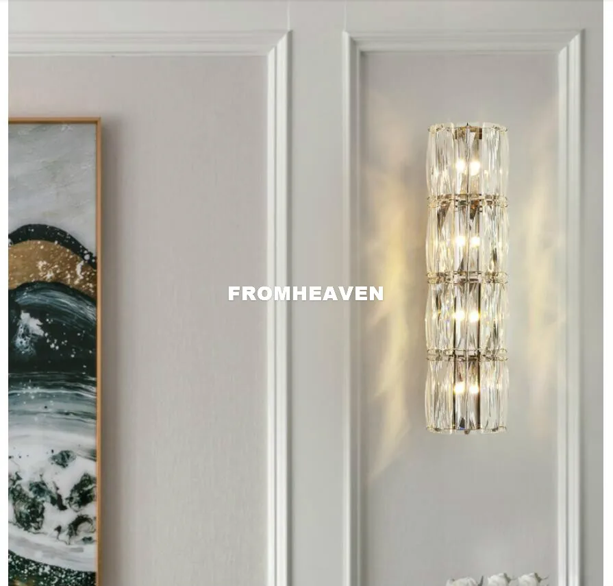 Free Shipping Modern Crystal Wall Lamp Decora Bedroom Crystal Wall Sconce LED Lights Wireless Wall Lamp for Living Room Lighting