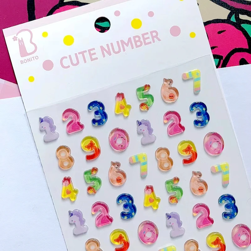 Korean Clear 3D Number Alphabet Stickers Cute Letter Sticker For Phone Diary Decoration DIY Scrapbooking Material Craft Supplies