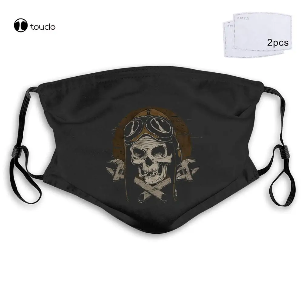 Schedel Biker Chopper Motorfiets Oude School Schroevendraaier Schedel Gezichtsmasker Filter Pocket Doek Herbruikbare Wasbare