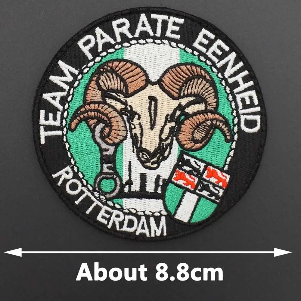 TEAM PARATE EENHEID ROTTERDAM Tactical Military Morale Patches Embroidery Badge with Hook Backing in Backpack Jackets Hat