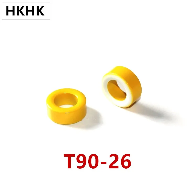 5-100pcs ron powder cores T90-26 OD*ID*HT 23*13.5*10mm 70nH/N2 75ue Iron dust core Ferrite Toroid Core toroidal yellow white A.