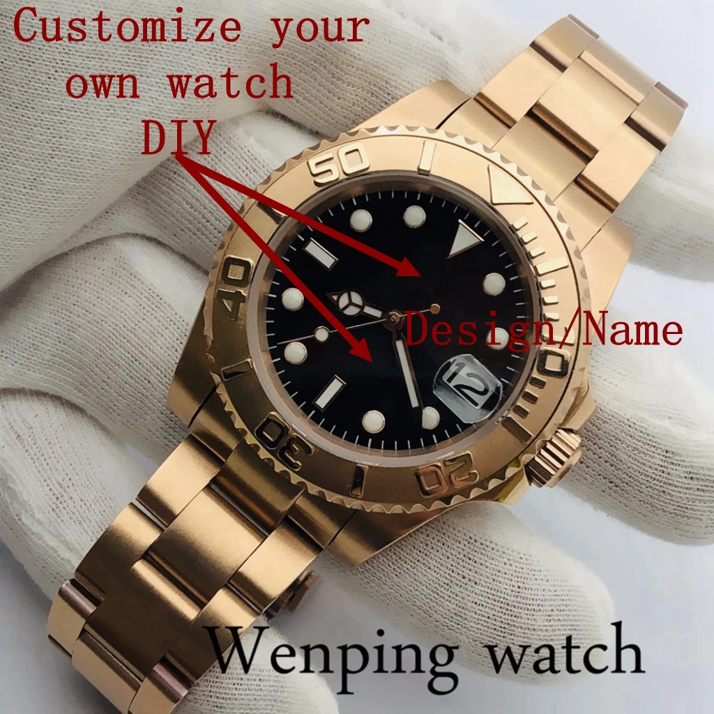 

40mm Men's Top Luxury Rose Gold Mechanical Sapphire Glass Luminous Date 24 Jewelry NH35 Movement Automatic Watch Support DIYLogo