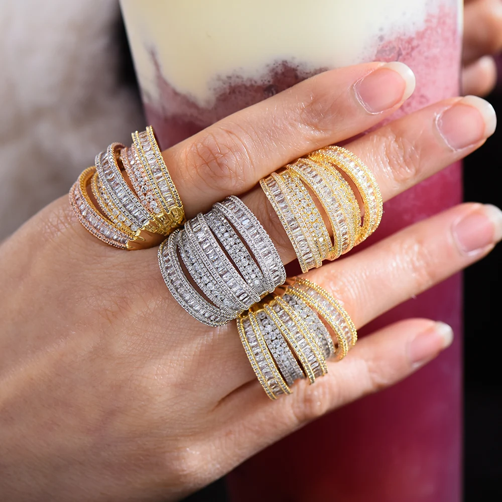 

GODKI 2022 New Trendy Women Luxury Wide Sparkly Rings Cubic Zirconia Inlaid Creative Exaggerated Wedding Rings Fashion Jewelry