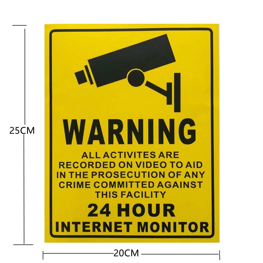 CCTV Camera Warning Signs Video Surveillance Alarm Stickers Strong Self-adhesive Orignal Design