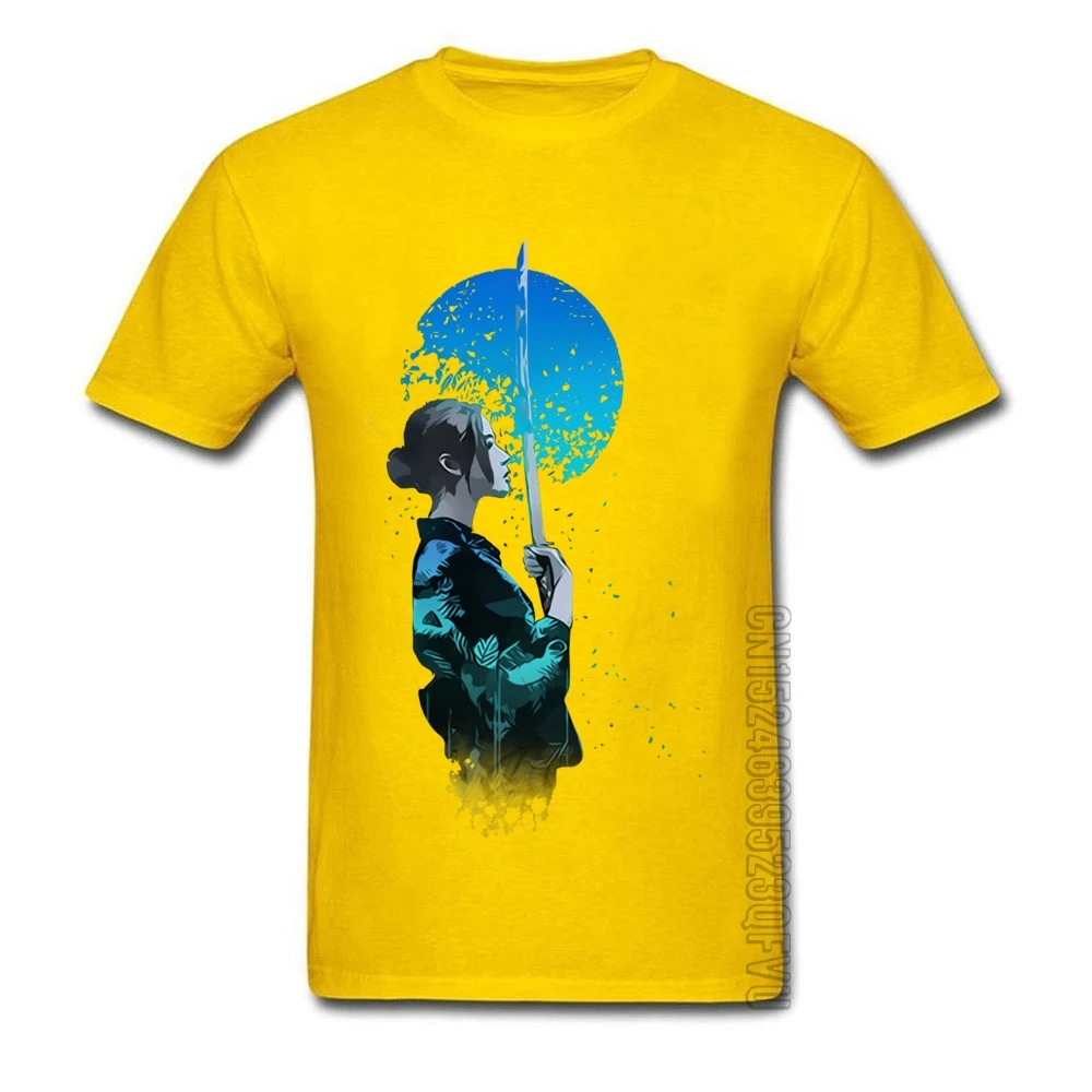 Blue Moon Japanese Geisha Samurai Funny Men T-shirts Cool Design Short Sleeve Sweatshirts Yellow Women Warrior Rebel T Shirt