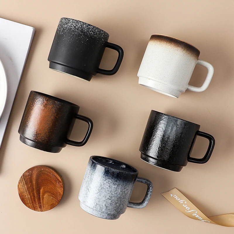 275ml Ceramic Coffee Cup  Single Layer Water Cups Restaurant Kitchen Bar Tea Mugs Office Condensed Coffee Mug With Spoon and Lid