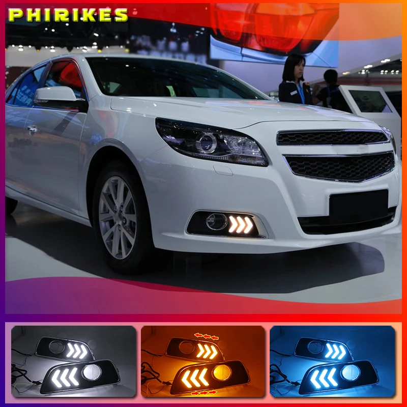 

2Pcs LED DRL Daytime Running Light For Chevrolet Malibu 2011 2012 2013 2014 2015 Car Styling with Fog Lamp hole Turning light