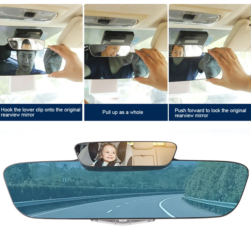 Car Rear Rearview Mirror Rear View Stop Sign Photo Frame Double Lens Multifunctional Blue Mirror Anti Dazzle Auxiliary