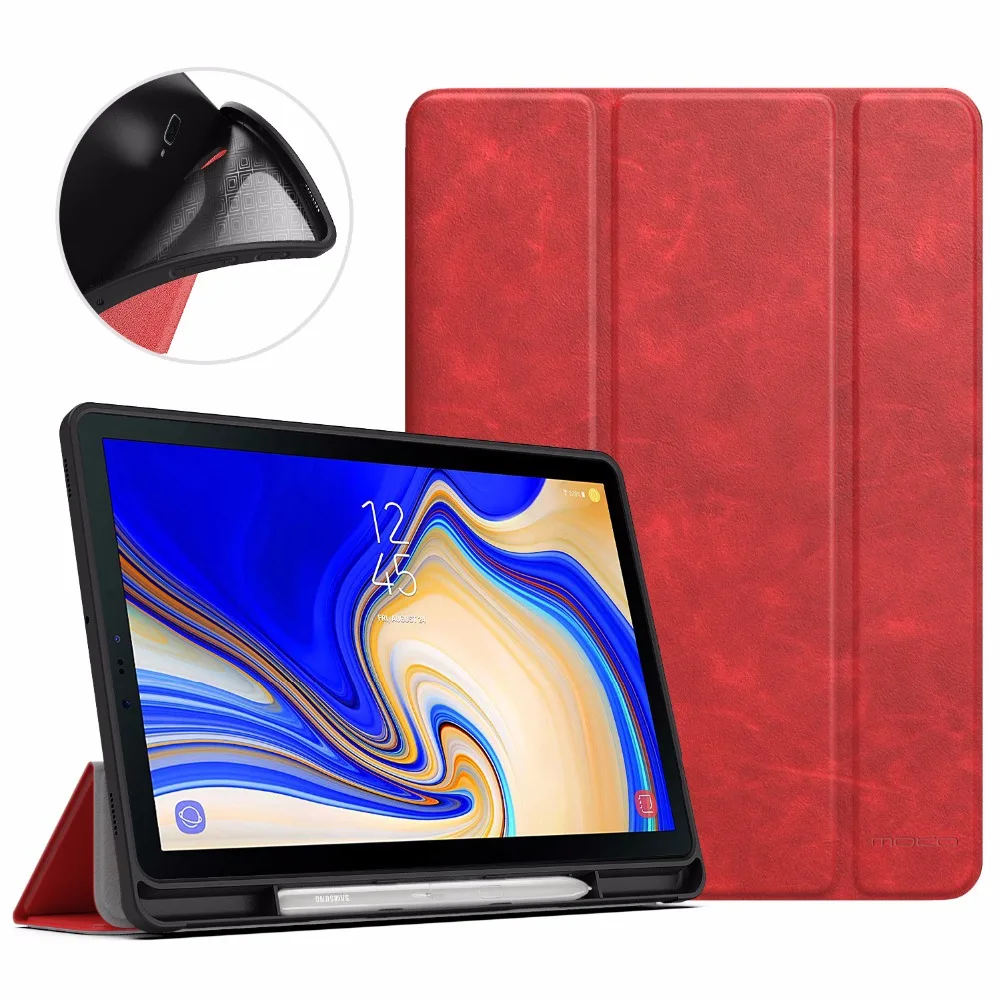 Nice Case for Samsung Galaxy Tab S4 10.5 with S Pen Holder, Soft TPU Ultra Slim Trifold Smart Stand Cover with Auto Wake/Sleep