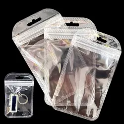 50 stücke Transparent Self Sealing Taschen Hängen Beutel Verdicken OPP Taschen für DIY Schmuck Einzelhandel Display Verpackung Lagerung Ziplock Tasche