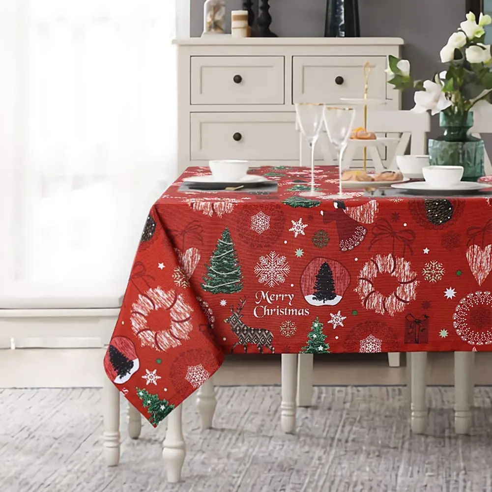 Christmas Pattern Tablecloth Rectangular Waterproof Holiday Decoration Tablecloth Party Kitchen Dinner Protective Cover скатерть