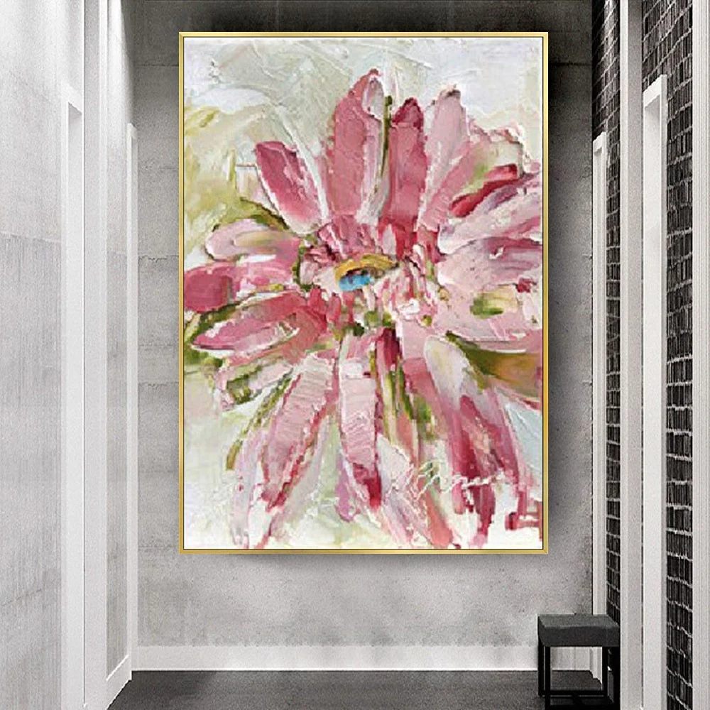 

Abstract Flowers Oil Painting On Canvas Modern Minimalist Pink Lily Indoor Decor Wall Art Cuadros Salon Home Decor Wall Artwork