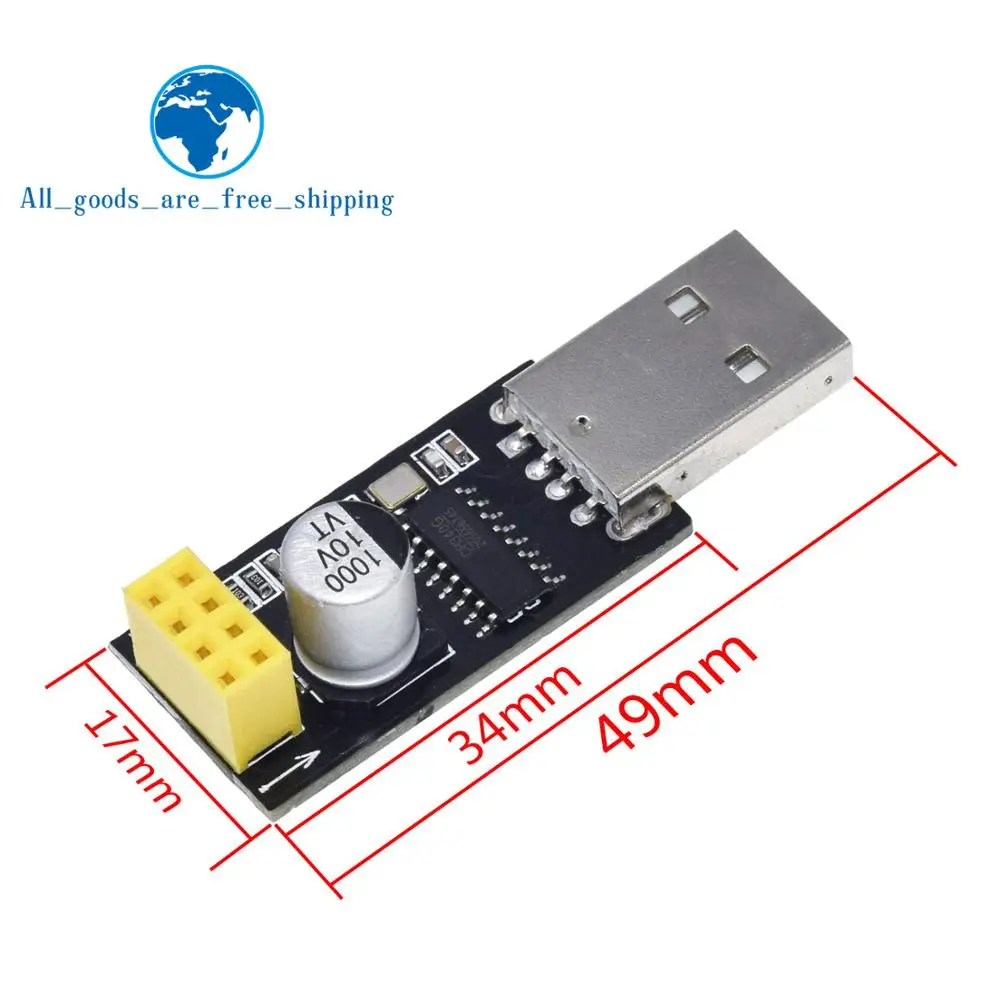 TZT ESP01 Programmer Adapter UART GPIO0 ESP-01 Adaptater ESP8266 CH340G USB to ESP8266 Serial Wireless Wifi Developent Board