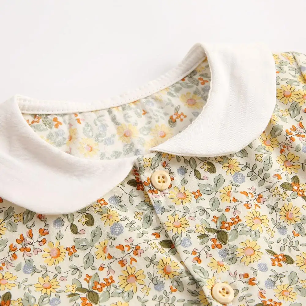 Sanlutoz-Combinaison en coton à manches longues pour bébé fille, grenouillère décontractée à motif floral, vêtements pour nourrissons, automne