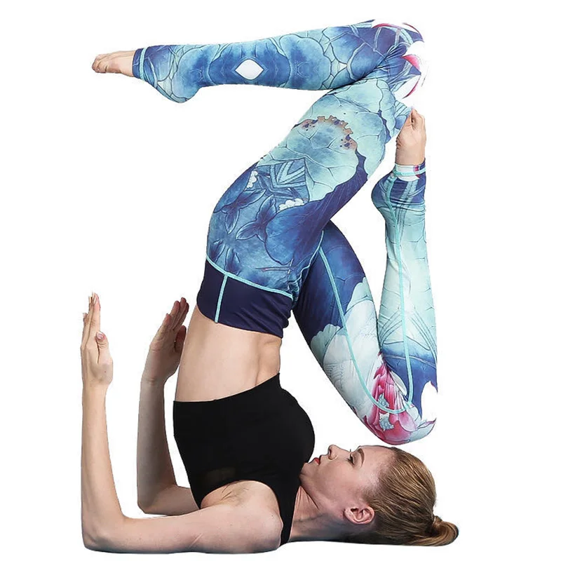 Fashion Printed Sports Pants Women High Waist Leggings Fitness Sport Tight Pants Running Athletic Leggings Sports Trousers