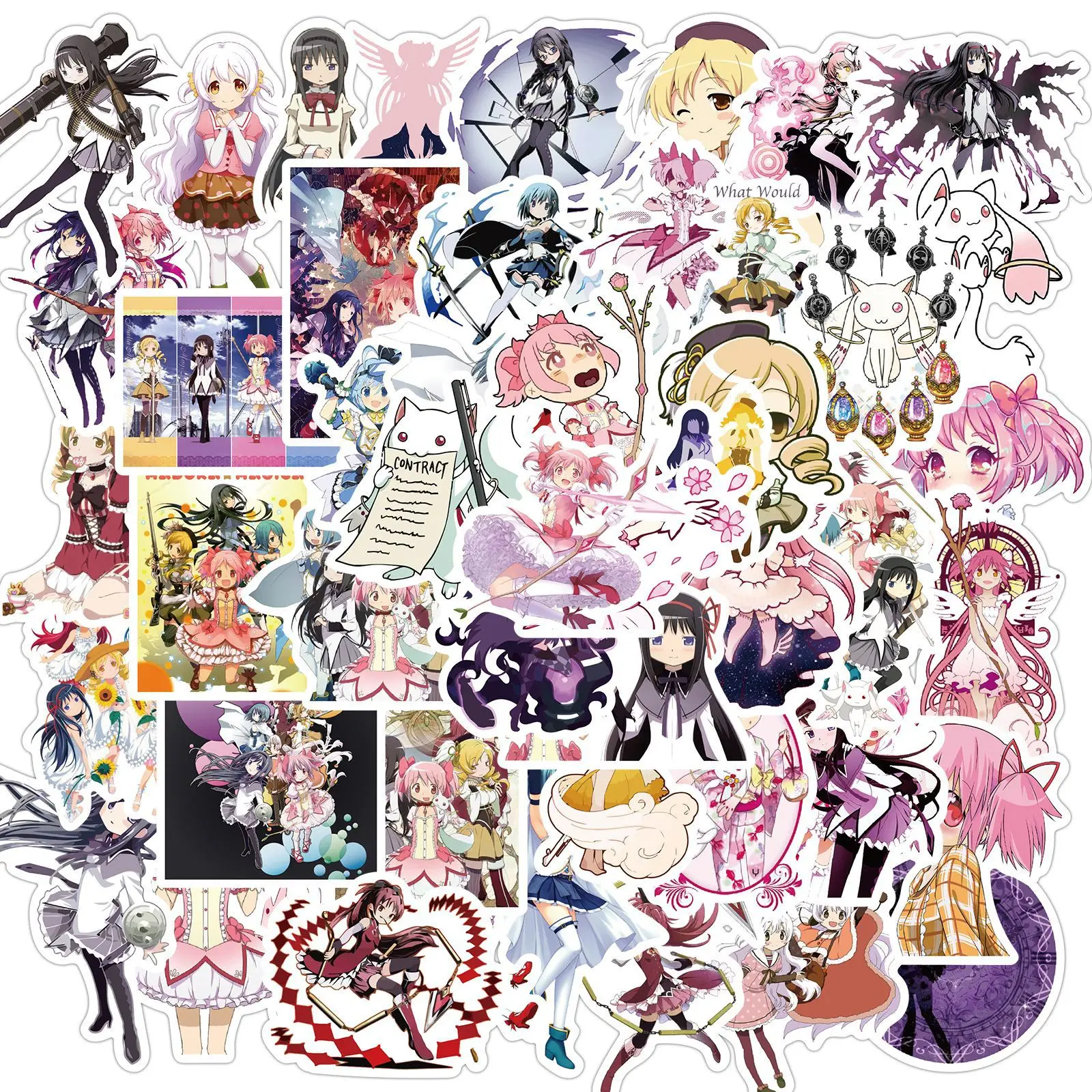 10/50Pcs Japan Anime Stickers Puella Magi Madoka Magica Girls Decal Laptop Suitcase Luggage Helmet Phone Cartoon Stickers Toy