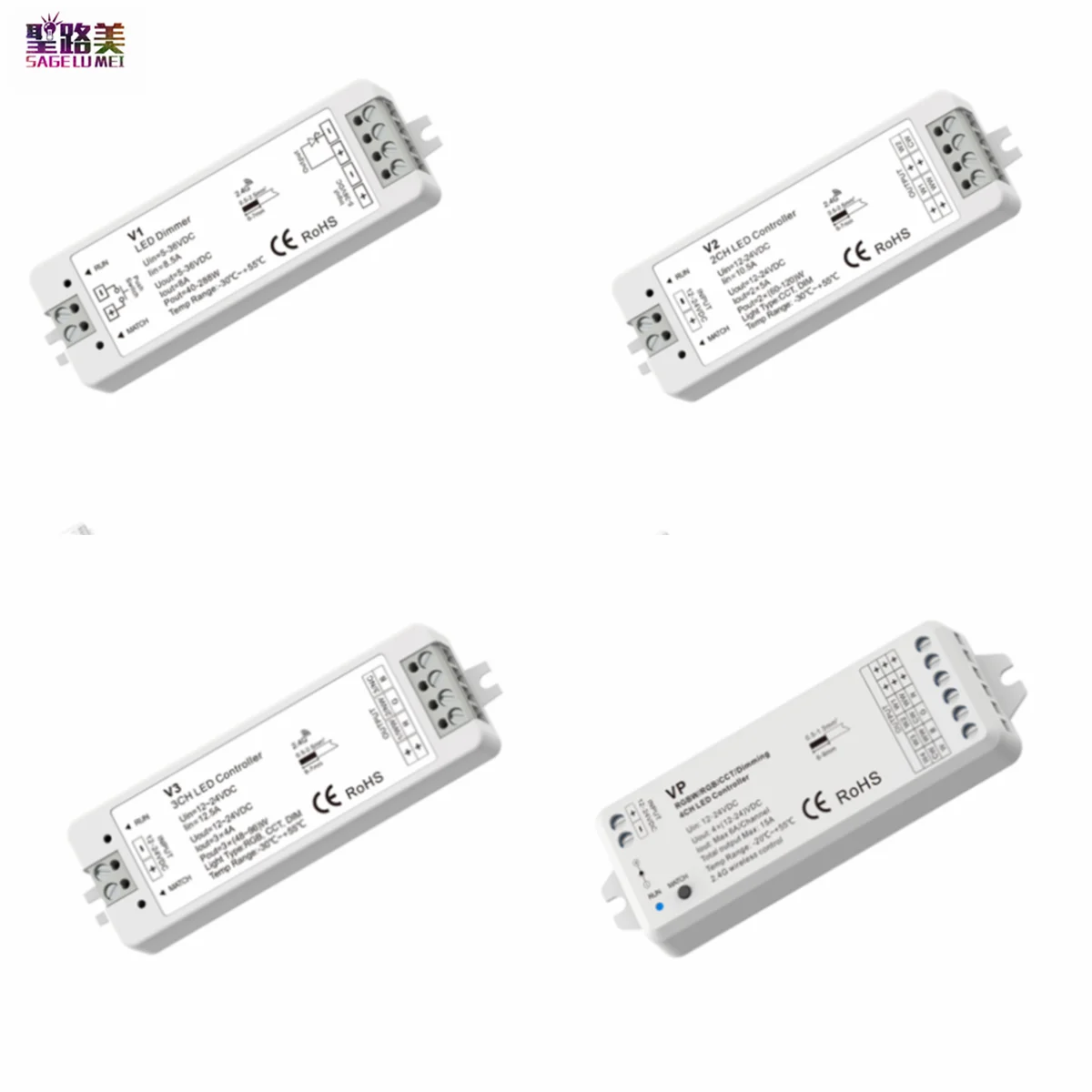 

DC12-24V V3 VP V5-M RGBW RGB+CCT RGB controller V1 V2 single color CCT led dimmer 12V CV RF 2.4G For 1 2 3 4CH led strip light