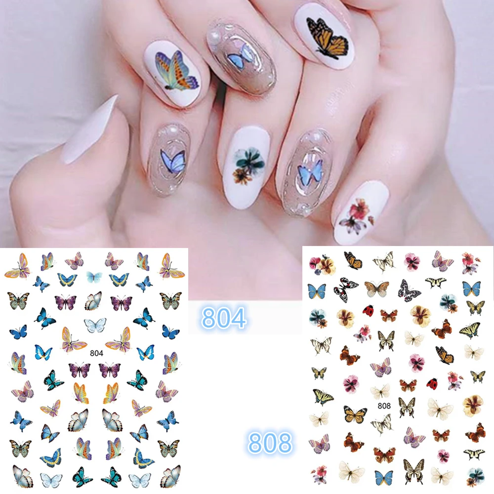 

Number series 804-808-939 Butterfly 3D Back glue Self-adhesive Nail art Nail sticker decoration tool Sliders For Nail Decals