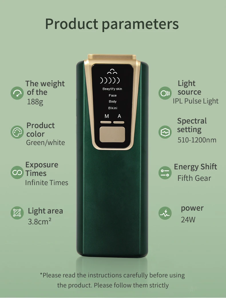 LUCCICA-عالية الجودة ليزر قابل للنقل لنزع الشعر الدائم تجديد الجلد ipl إزالة الشعر المنزل 180 درجة الدورية رئيس