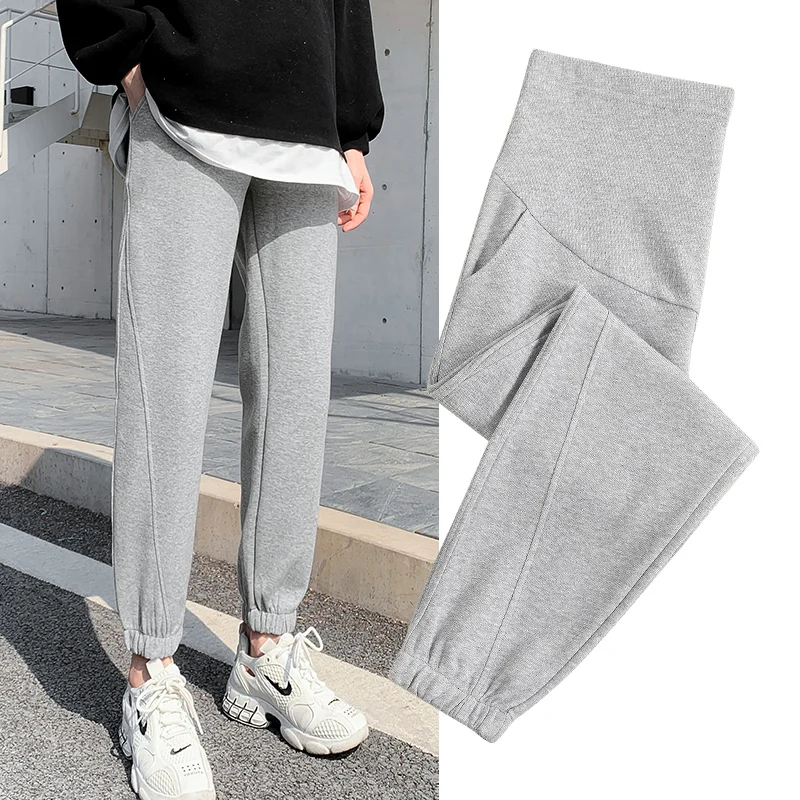 8245# Spring Autumn Maternity Pants High Waist Belly Clothes for Pregnant Women Sports Casual Pregnancy Jogger Trousers