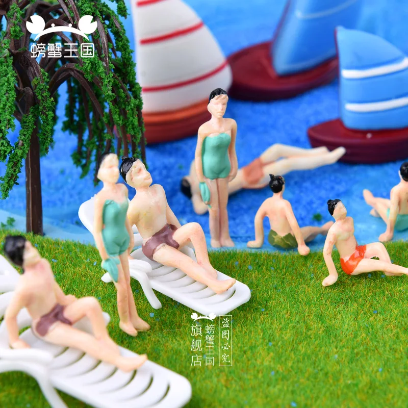 20pcs Painted Resin Figures 1/75 1/100 1/150 HO N Scale Miniature Figures Swimming People Pool Beach Landscape Plastic Craft Toy