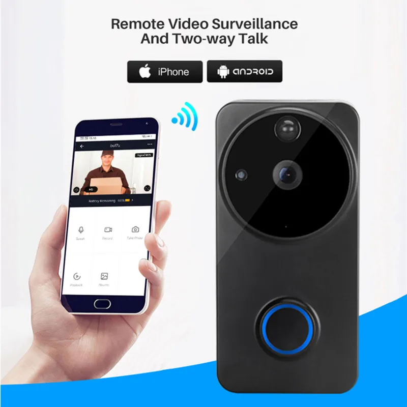 1080P WiFi Video Doorbell Tuya Security Doorbell Camera with PIR Motion Detect Intercom Doorbell APP support Alexa Google Home